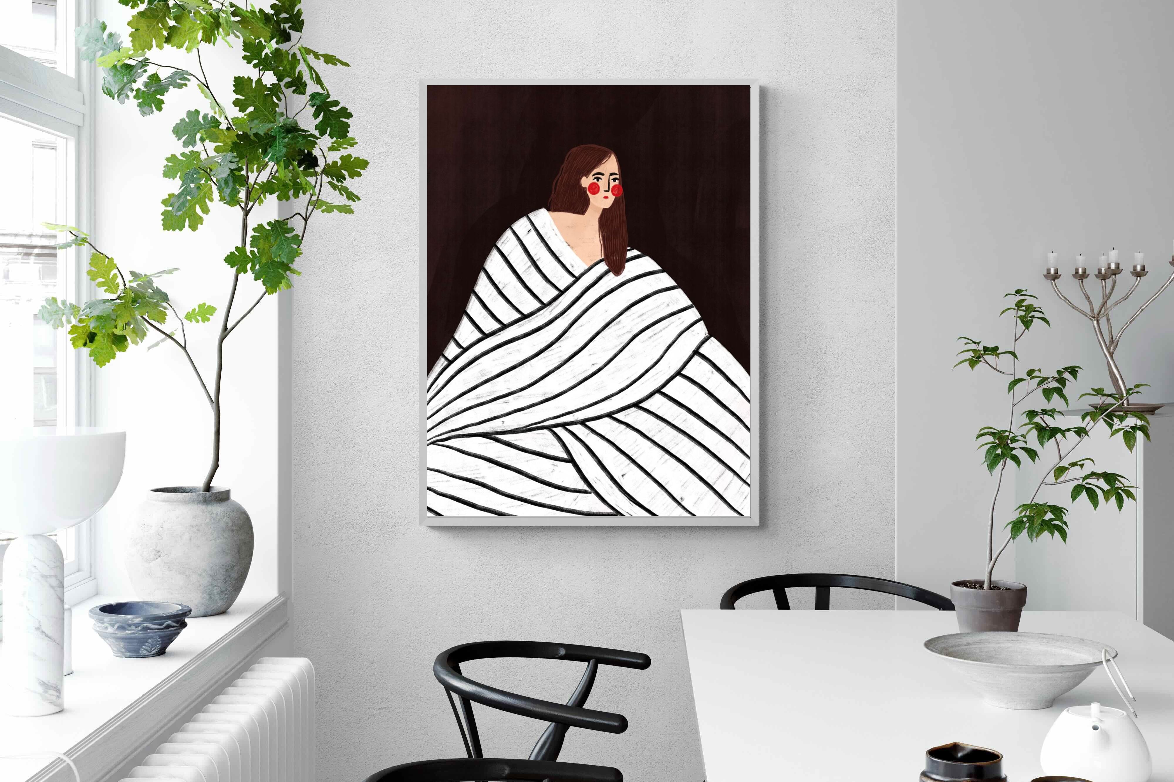 Pixalot Woman With Black and White Stripes