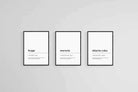 Wonderful Foreign Words-Wall_Art-45 x 60cm (x3)-Framed Print-Black-Pixalot