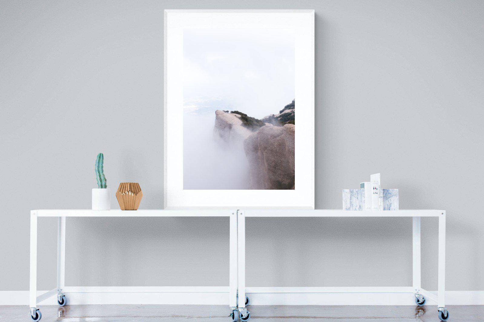 A Peak Above The Clouds-Wall_Art-90 x 120cm-Framed Print-White-Pixalot