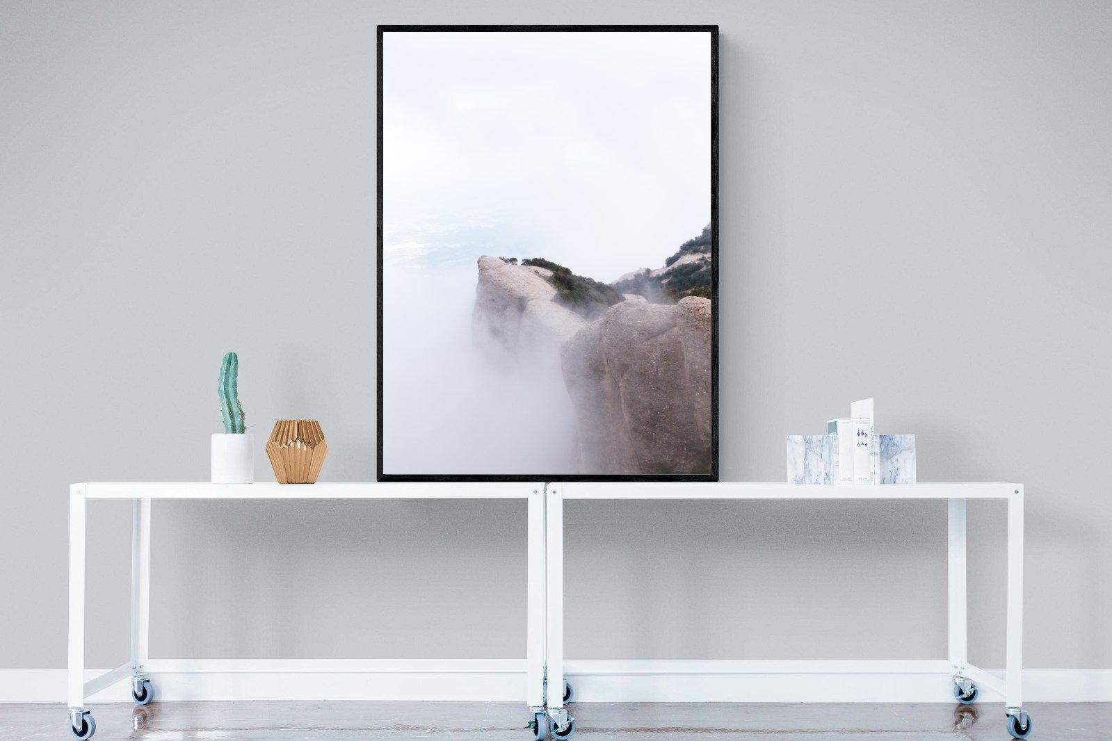 A Peak Above The Clouds-Wall_Art-90 x 120cm-Mounted Canvas-Black-Pixalot