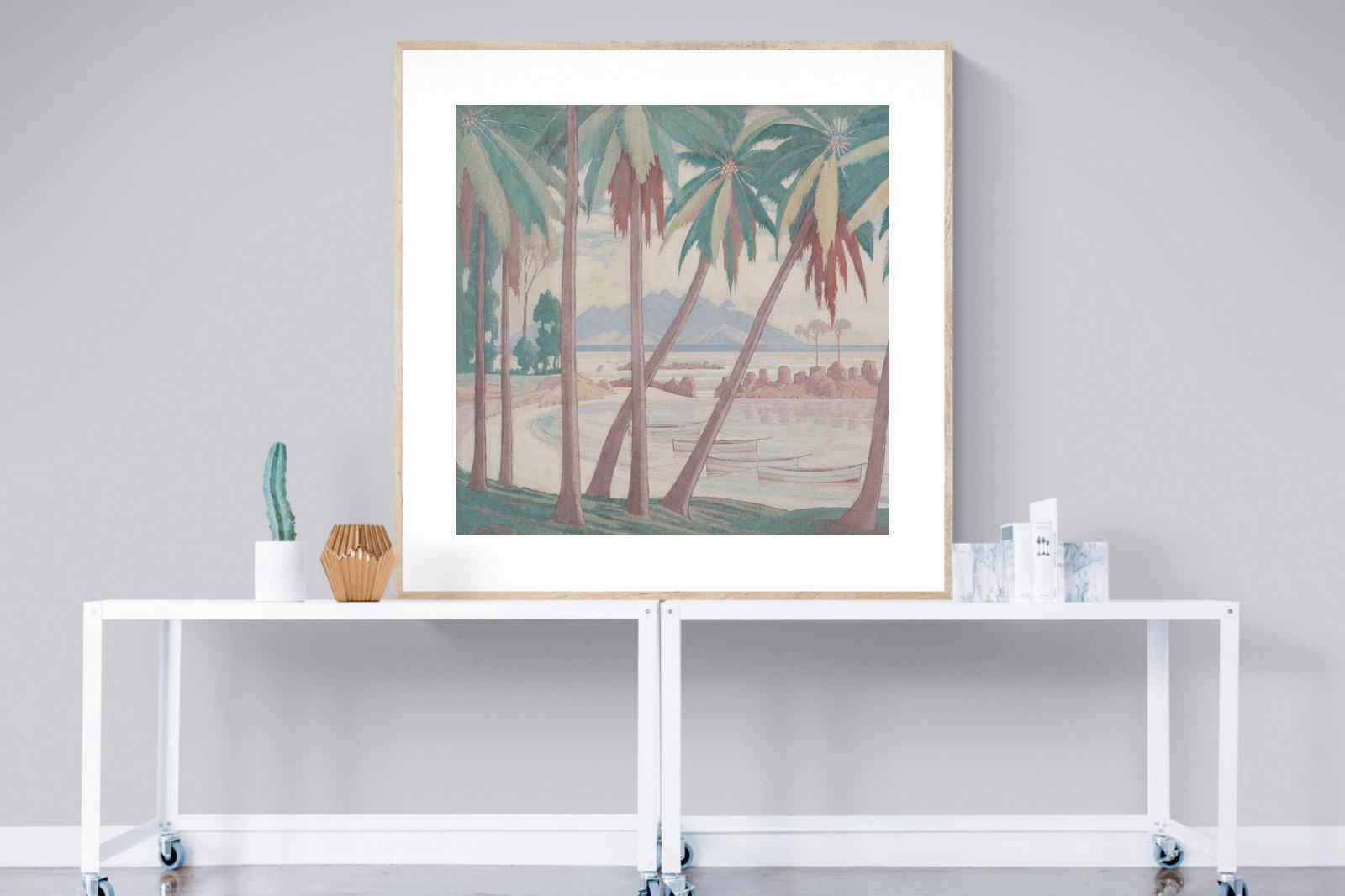 A View Across Fisherman's Cove-Wall_Art-120 x 120cm-Framed Print-Wood-Pixalot