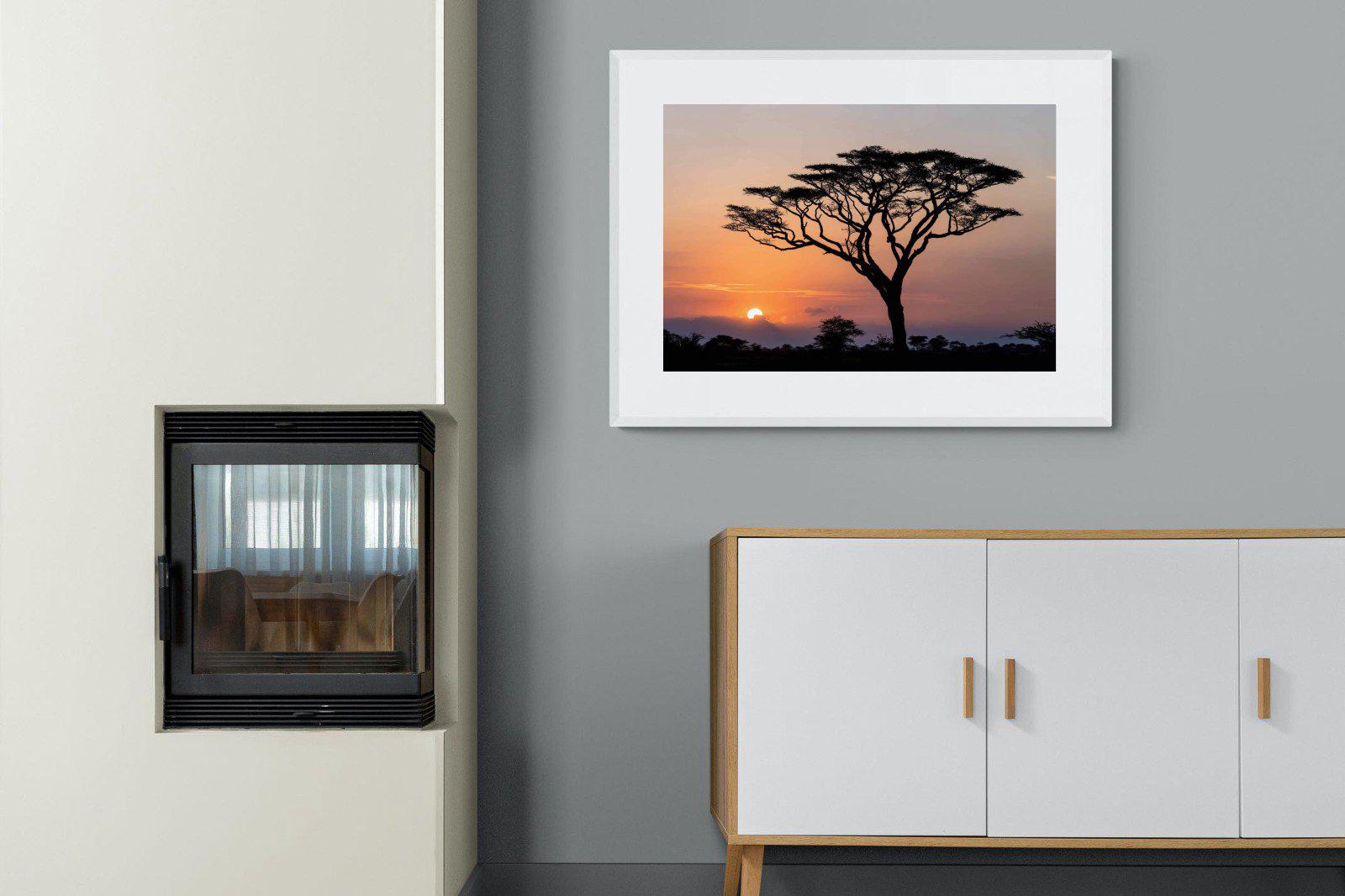 Acacia Sunset-Wall_Art-100 x 75cm-Framed Print-White-Pixalot