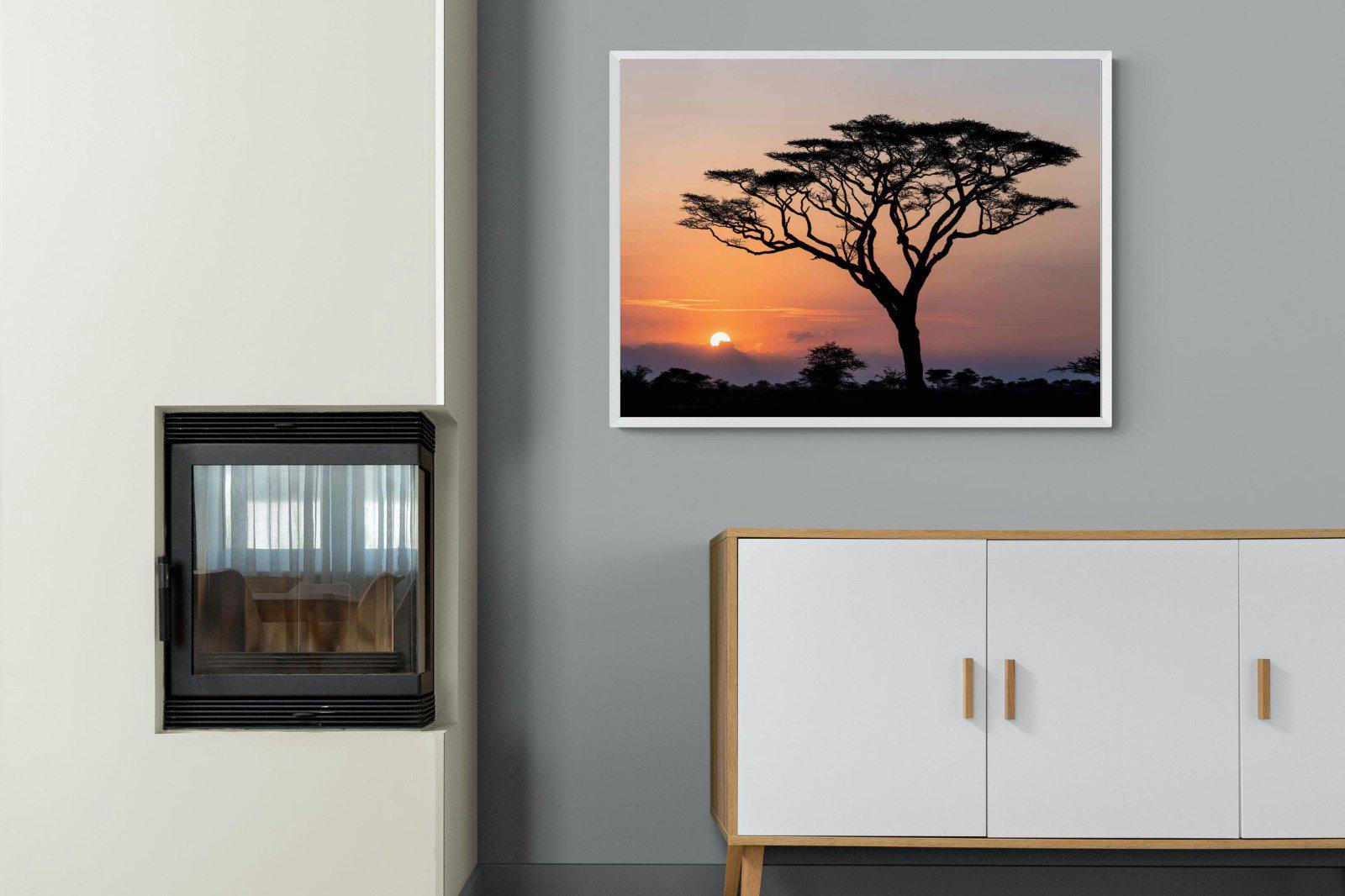 Acacia Sunset-Wall_Art-100 x 75cm-Mounted Canvas-White-Pixalot