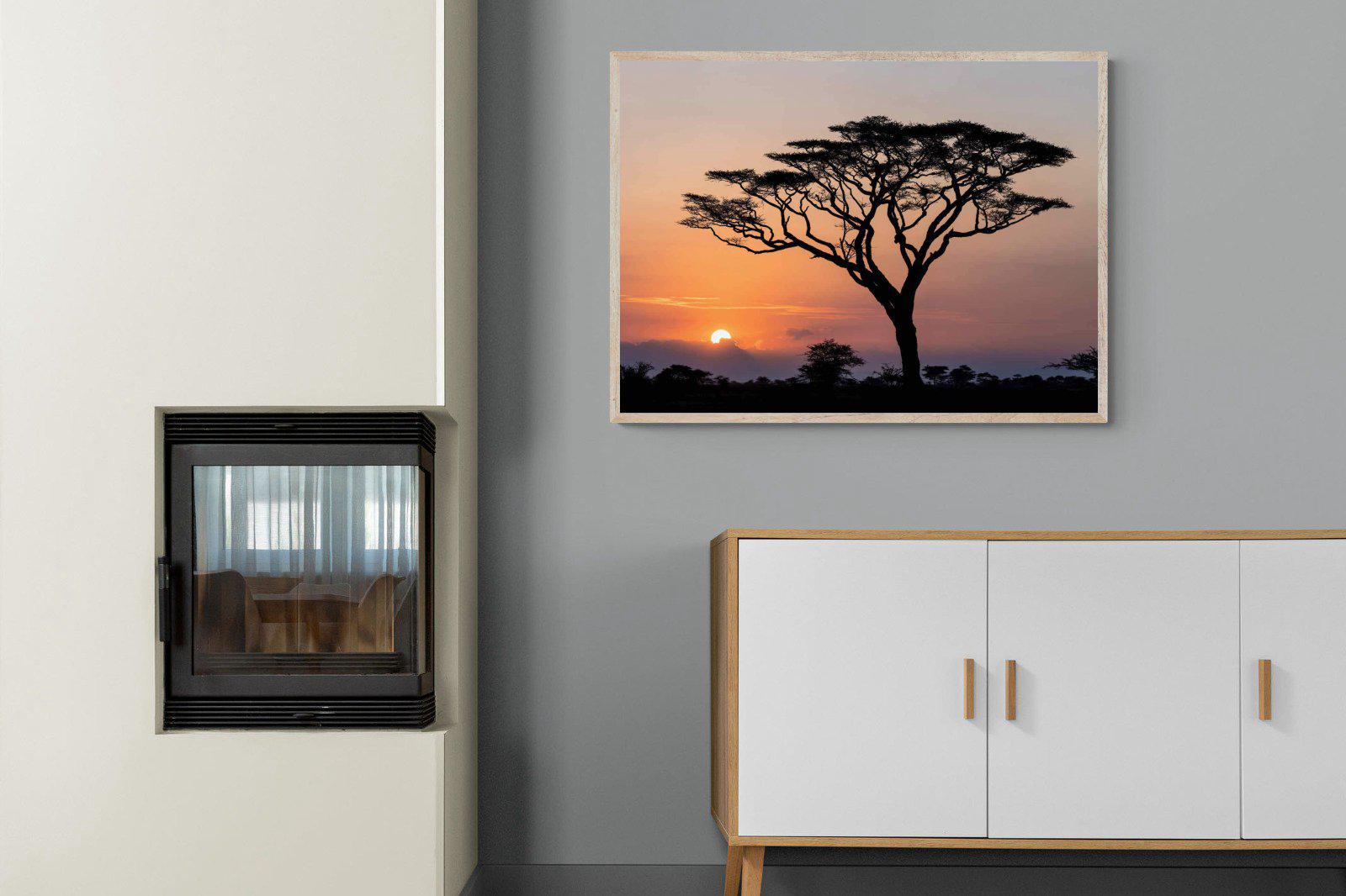 Acacia Sunset-Wall_Art-100 x 75cm-Mounted Canvas-Wood-Pixalot