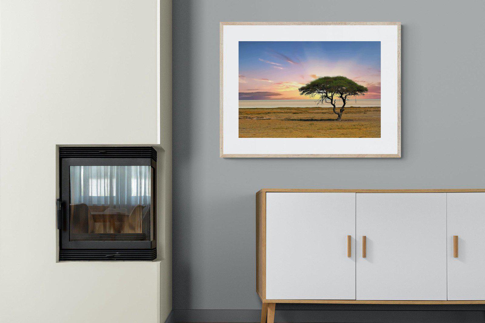 Acacia Tree-Wall_Art-100 x 75cm-Framed Print-Wood-Pixalot