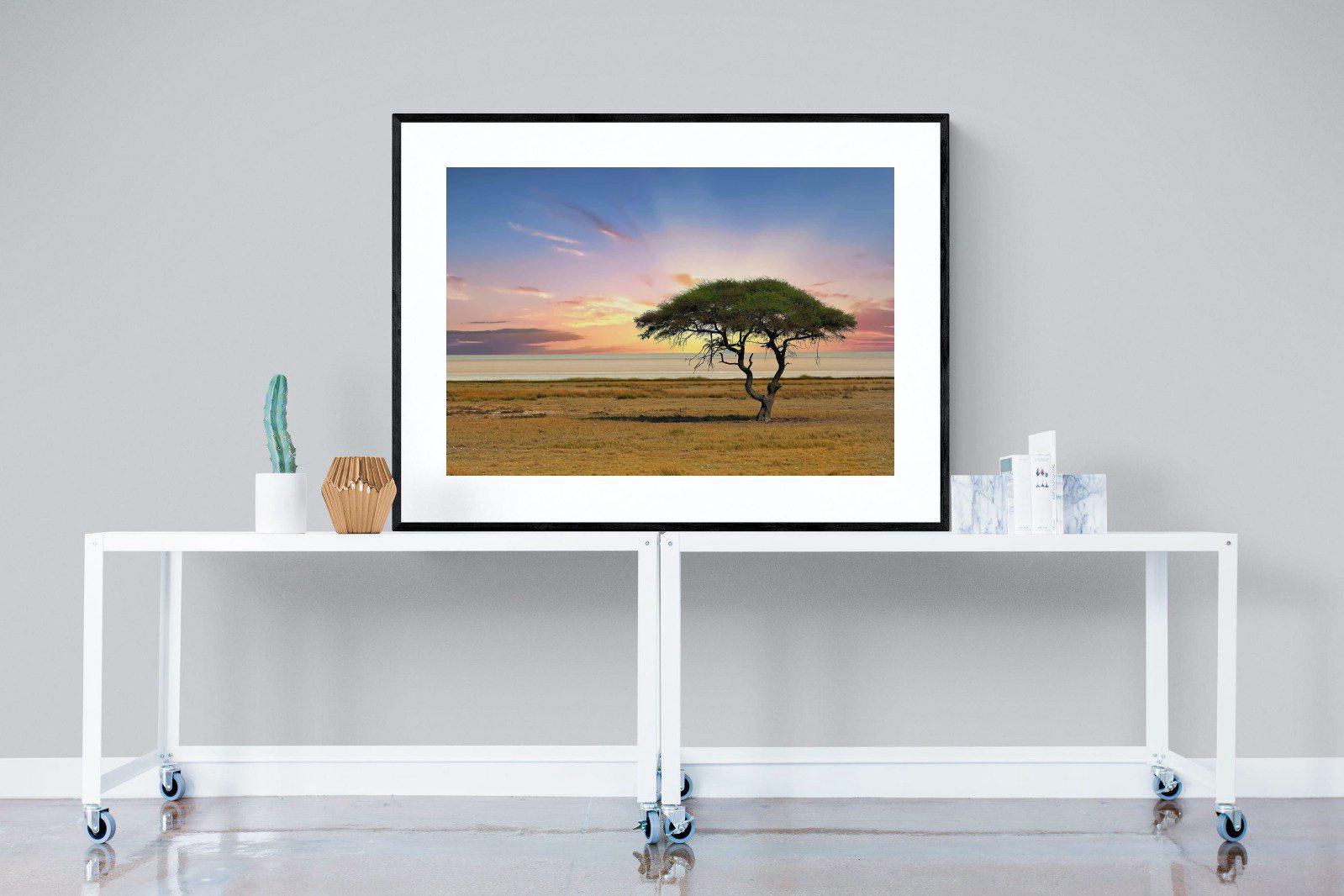 Acacia Tree-Wall_Art-120 x 90cm-Framed Print-Black-Pixalot