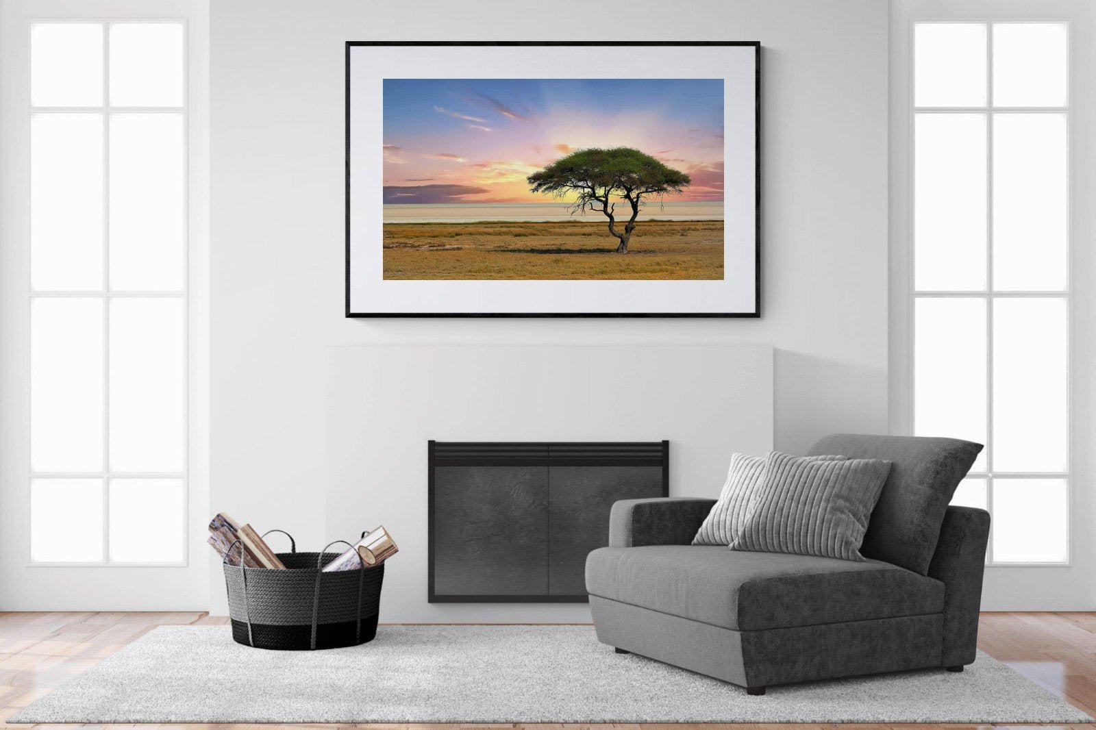 Acacia Tree-Wall_Art-150 x 100cm-Framed Print-Black-Pixalot