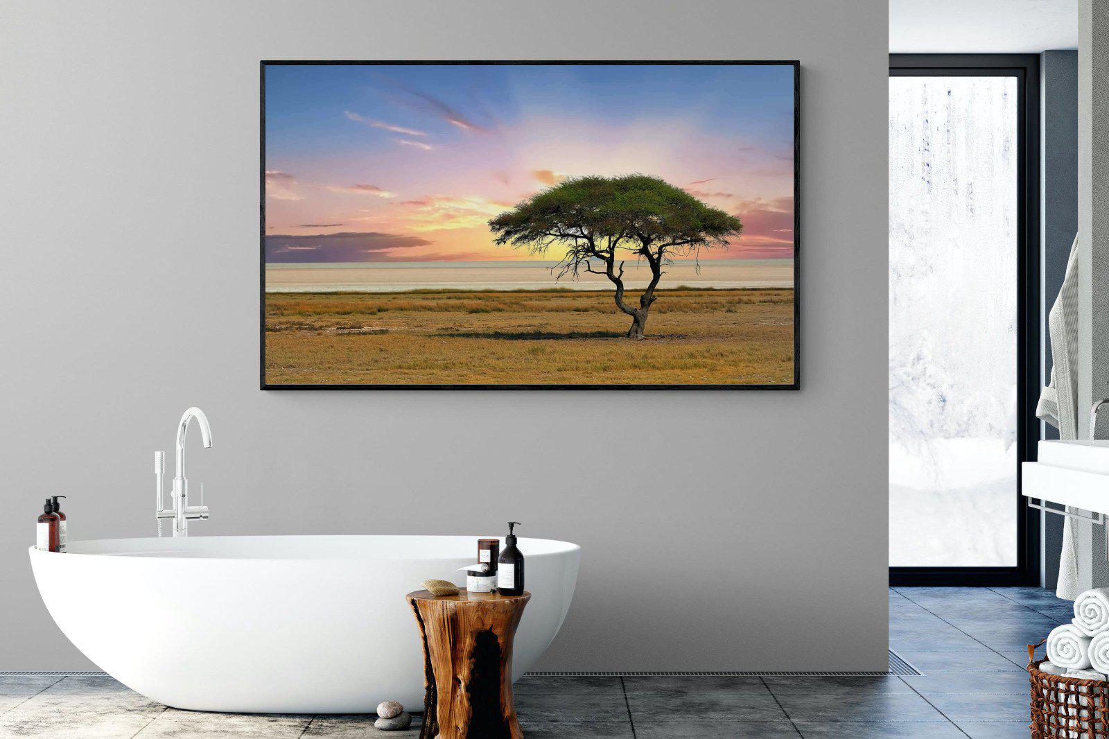 Acacia Tree-Wall_Art-180 x 110cm-Mounted Canvas-Black-Pixalot