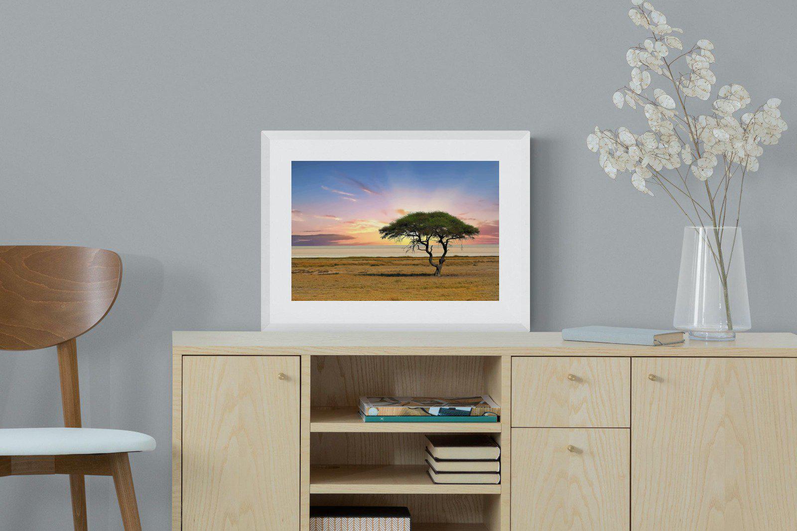 Acacia Tree-Wall_Art-60 x 45cm-Framed Print-White-Pixalot