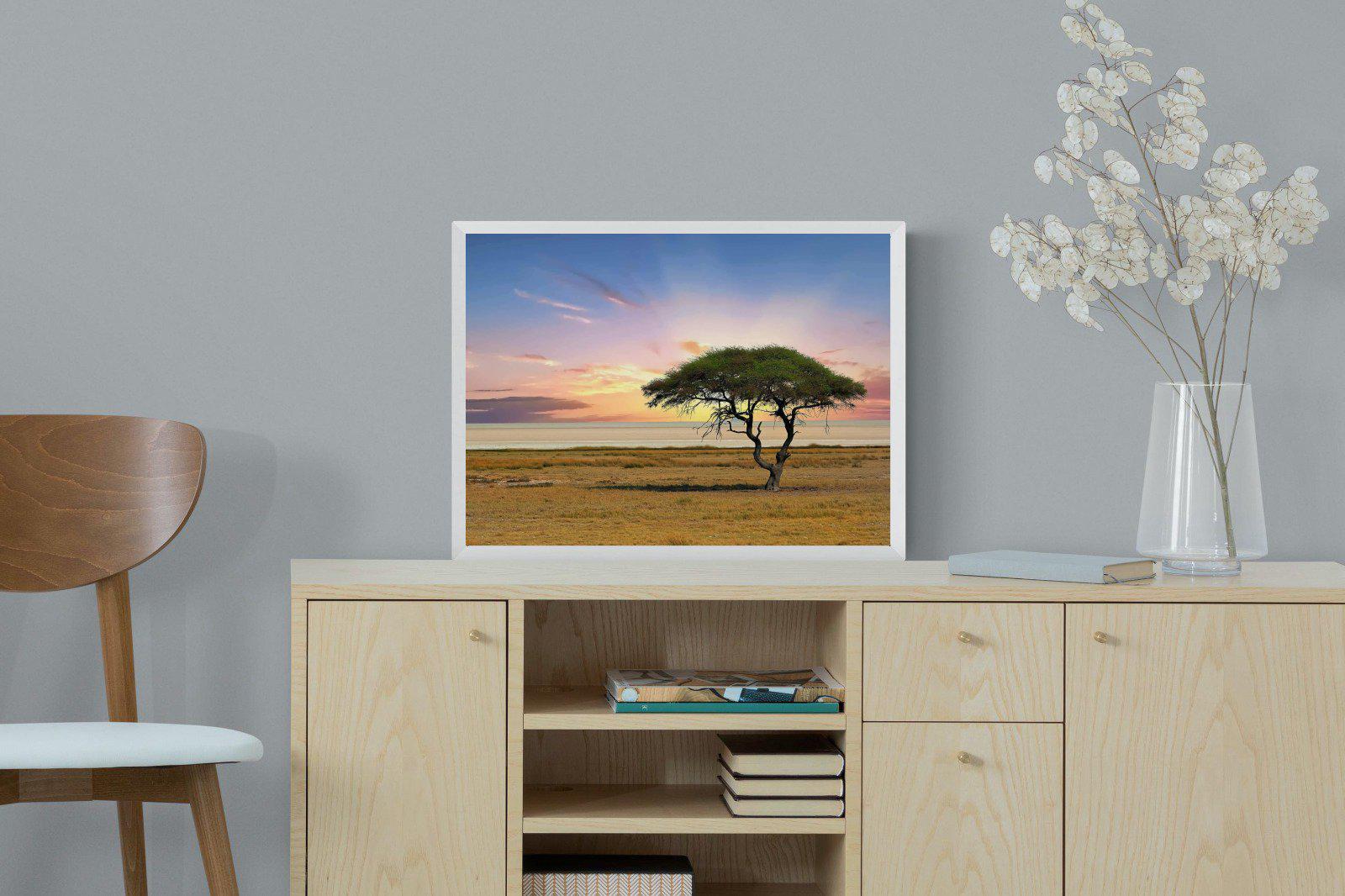 Acacia Tree-Wall_Art-60 x 45cm-Mounted Canvas-White-Pixalot