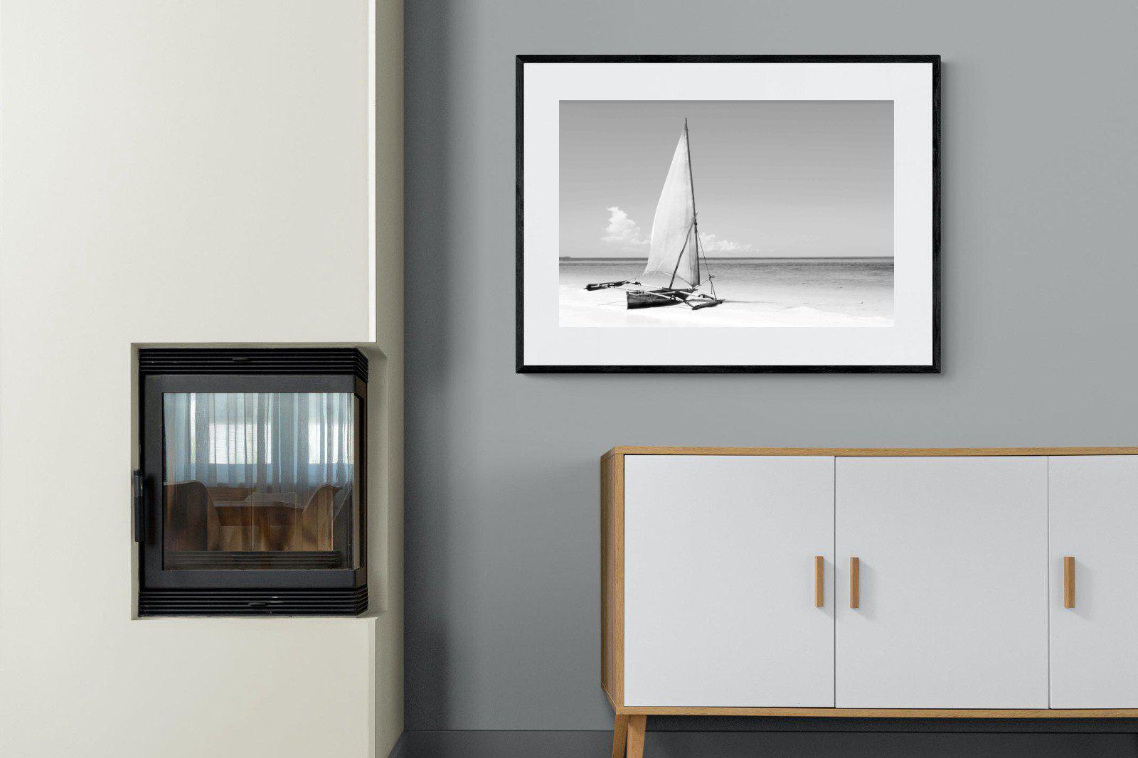 African Fishing Boat-Wall_Art-100 x 75cm-Framed Print-Black-Pixalot