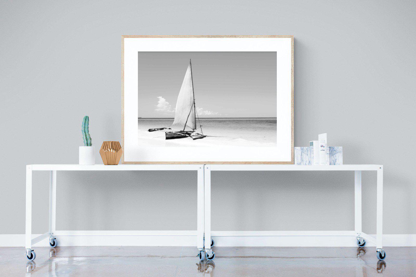 African Fishing Boat-Wall_Art-120 x 90cm-Framed Print-Wood-Pixalot