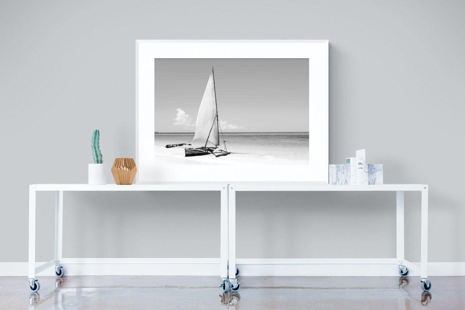 African Fishing Boat-Wall_Art-120 x 90cm-Framed Print-White-Pixalot