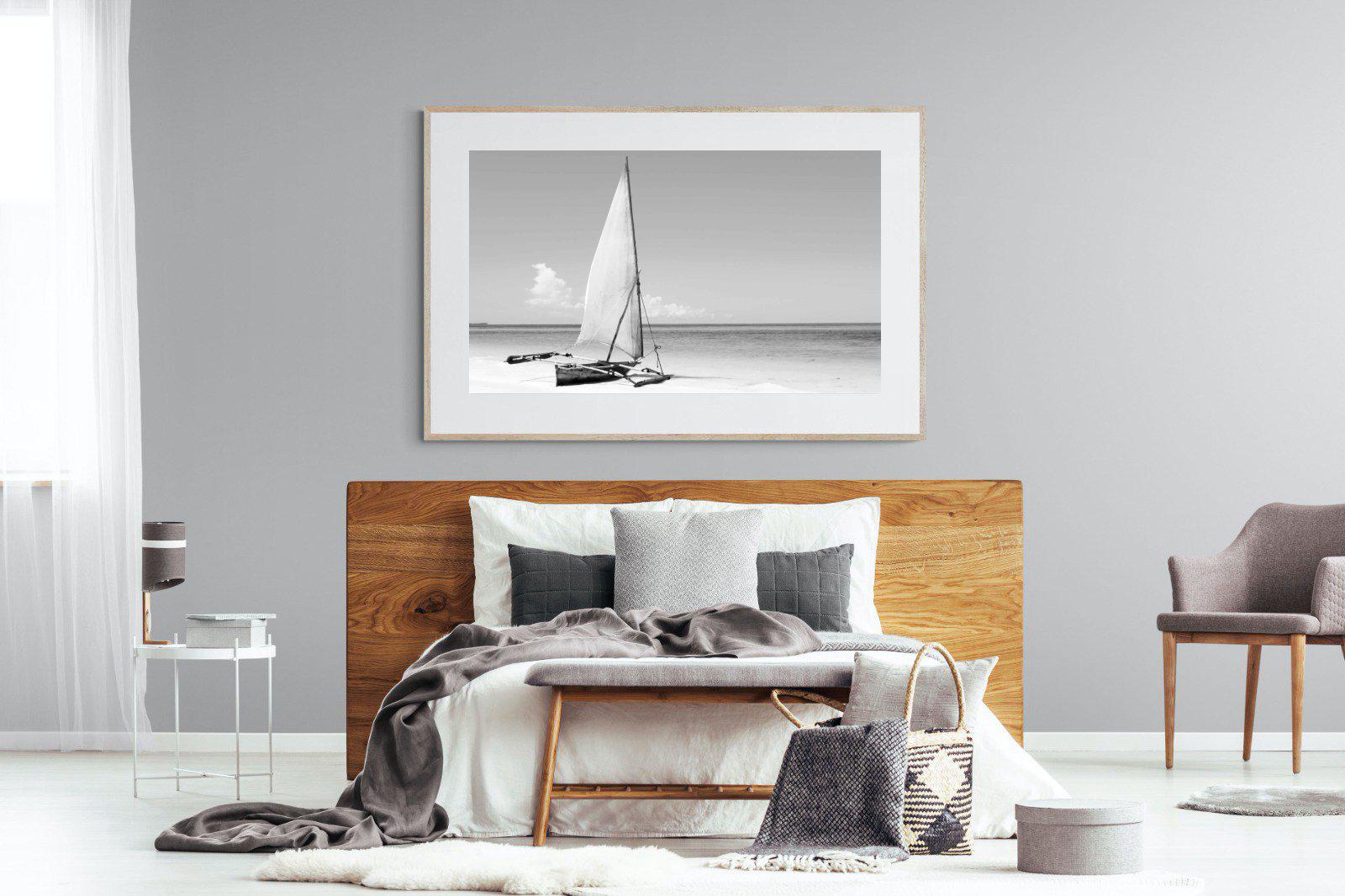 African Fishing Boat-Wall_Art-150 x 100cm-Framed Print-Wood-Pixalot