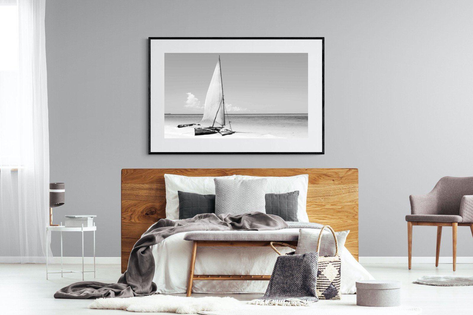African Fishing Boat-Wall_Art-150 x 100cm-Framed Print-Black-Pixalot