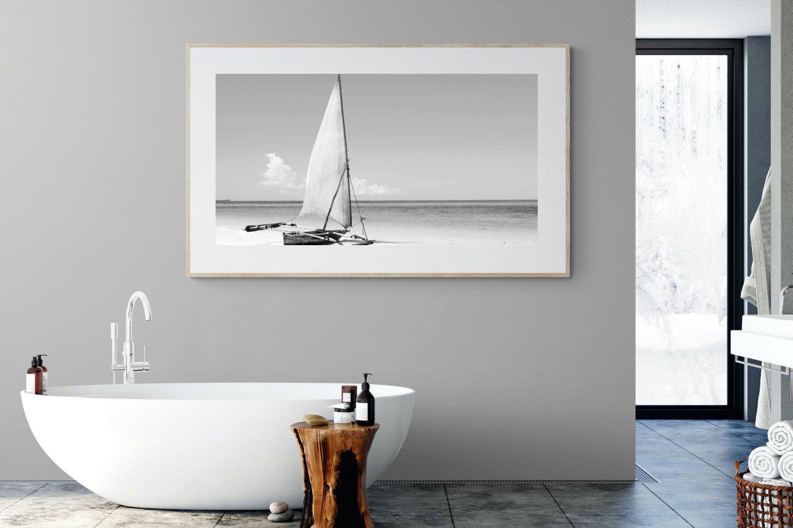 African Fishing Boat-Wall_Art-180 x 110cm-Framed Print-Wood-Pixalot