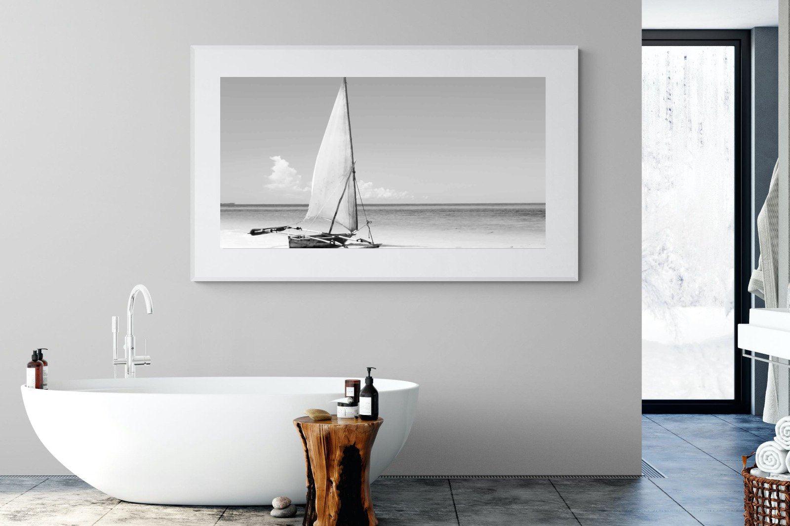 African Fishing Boat-Wall_Art-180 x 110cm-Framed Print-White-Pixalot