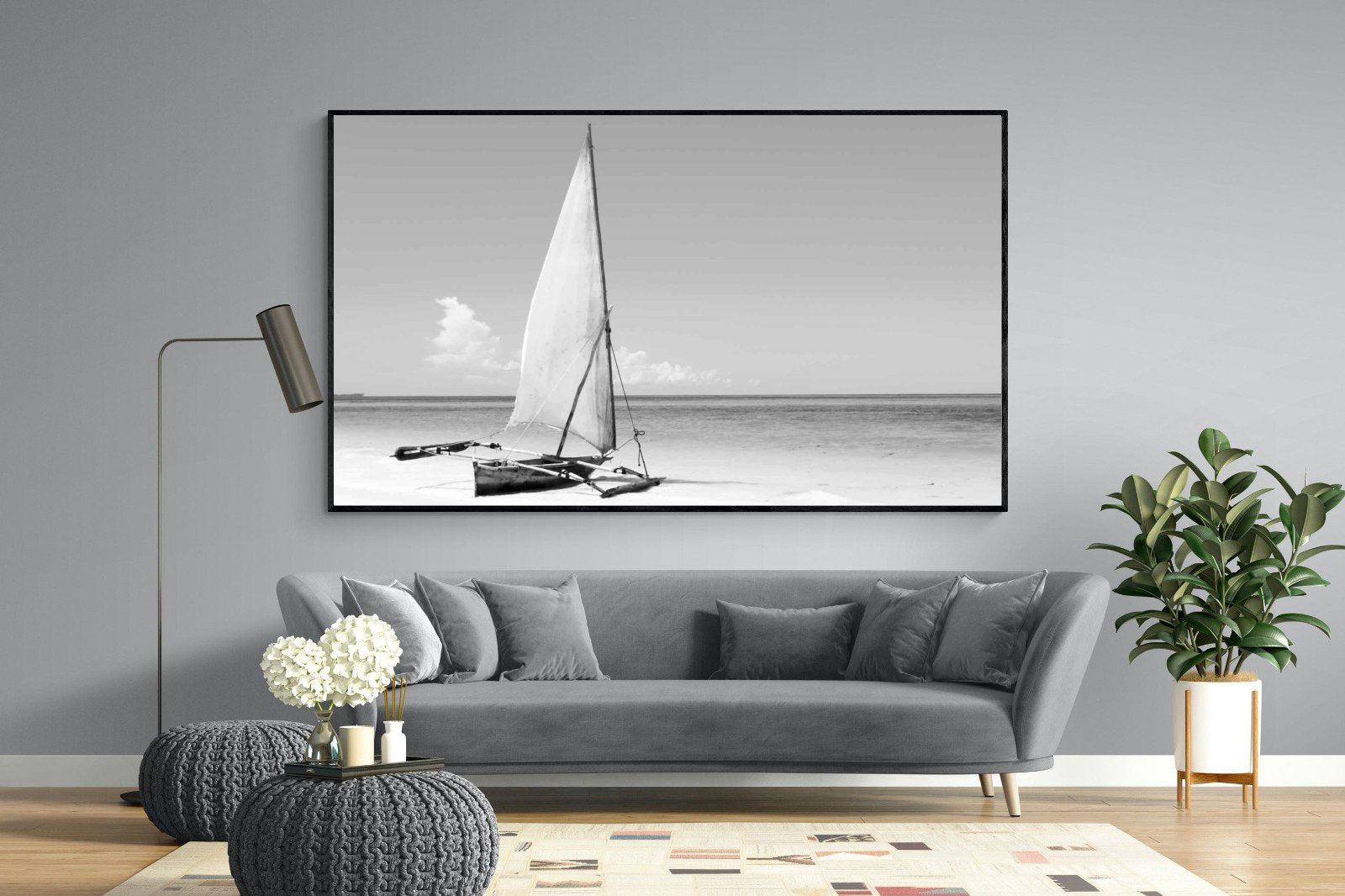 African Fishing Boat-Wall_Art-220 x 130cm-Mounted Canvas-Black-Pixalot