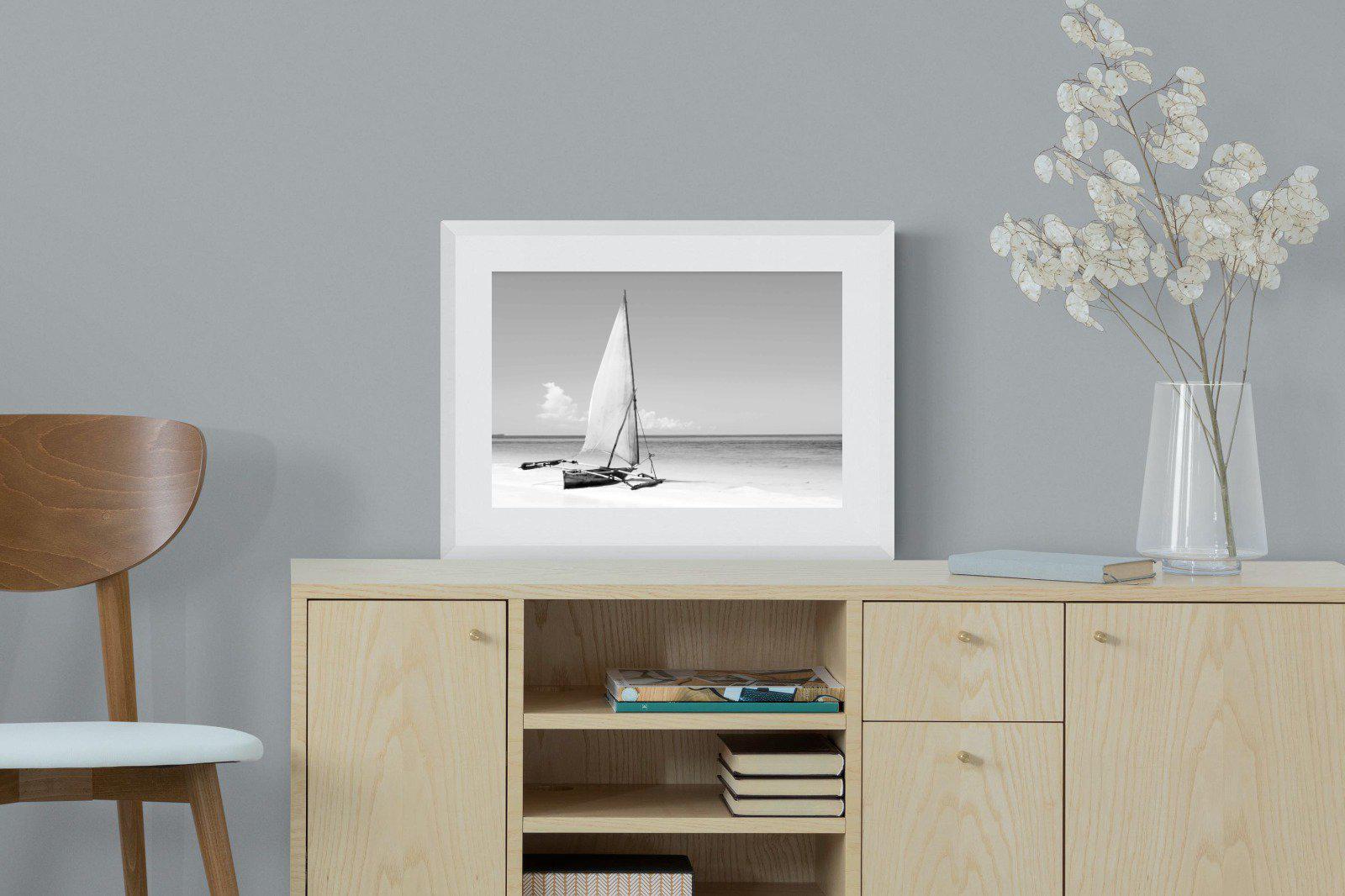 African Fishing Boat-Wall_Art-60 x 45cm-Framed Print-White-Pixalot