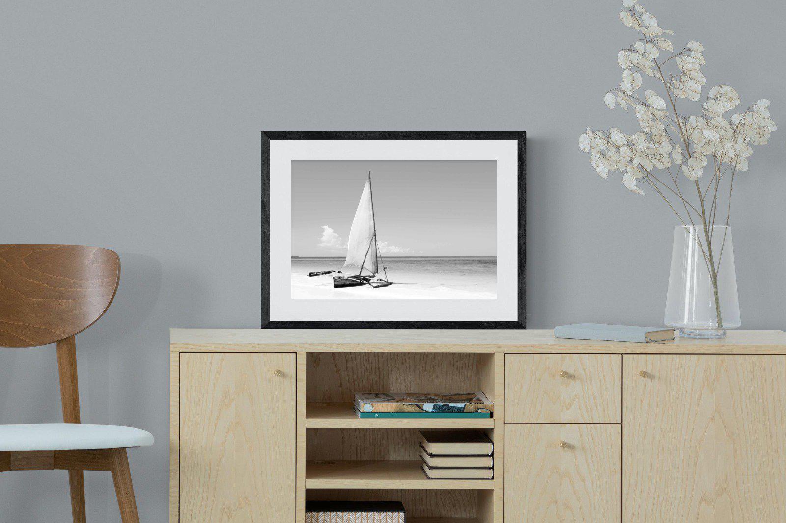 African Fishing Boat-Wall_Art-60 x 45cm-Framed Print-Black-Pixalot