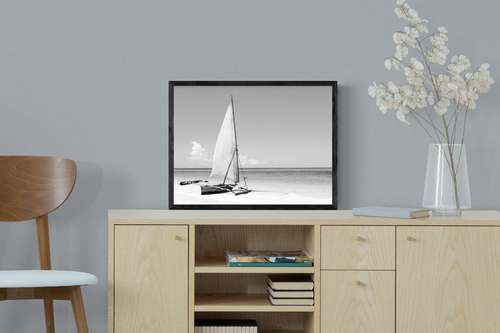 African Fishing Boat-Wall_Art-60 x 45cm-Mounted Canvas-Black-Pixalot