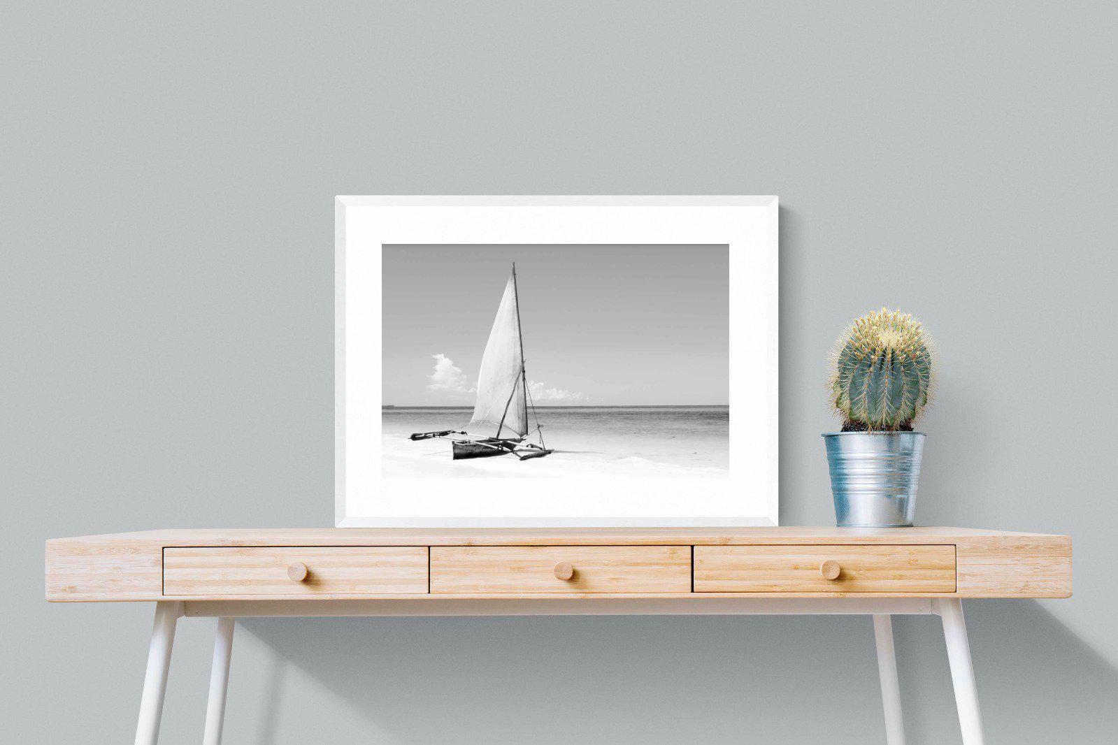 African Fishing Boat-Wall_Art-80 x 60cm-Framed Print-White-Pixalot
