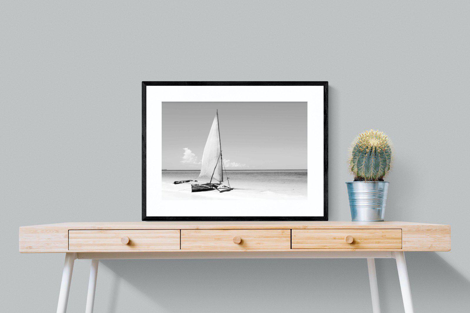 African Fishing Boat-Wall_Art-80 x 60cm-Framed Print-Black-Pixalot