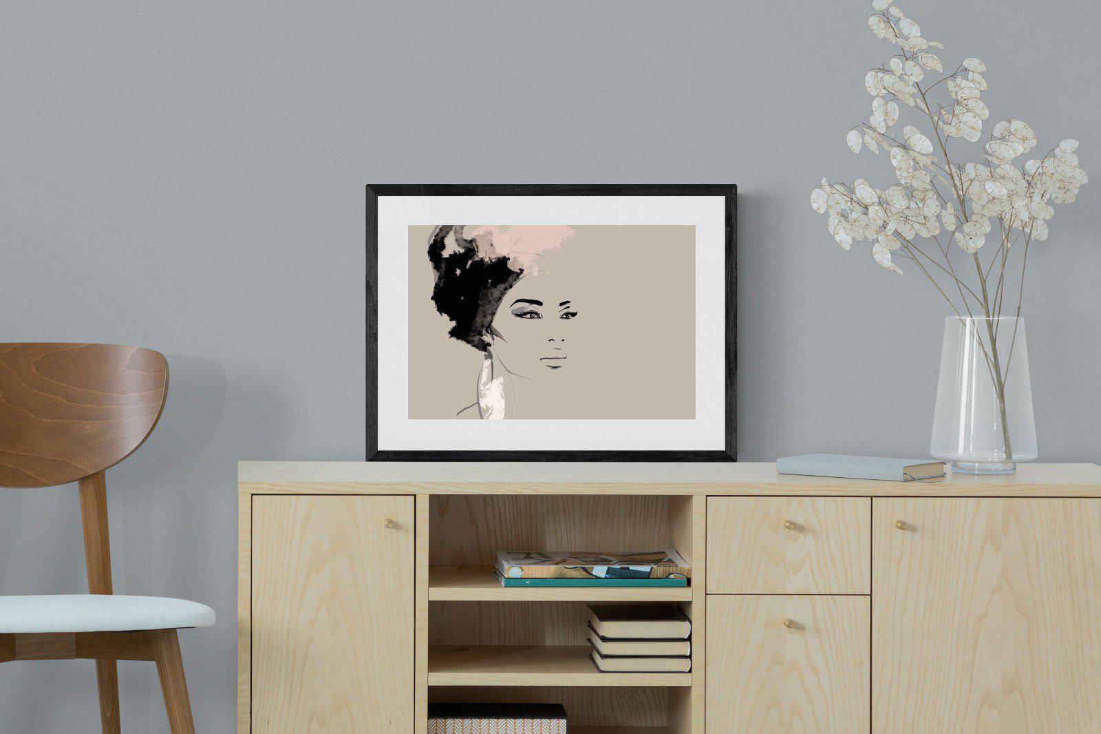 African Queen-Wall_Art-60 x 45cm-Framed Print-Black-Pixalot