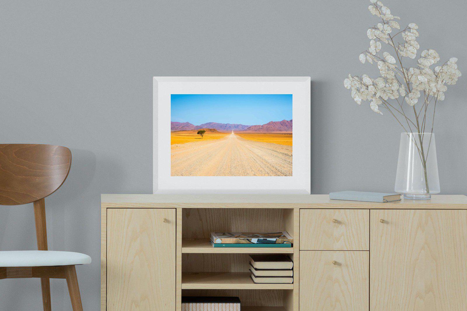 African Road-Wall_Art-60 x 45cm-Framed Print-White-Pixalot