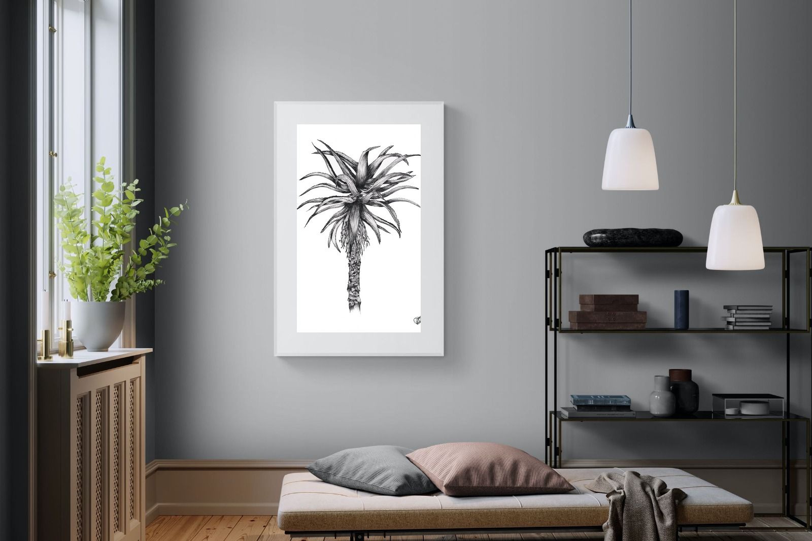 Aloe Illustration-Wall_Art-100 x 150cm-Framed Print-White-Pixalot