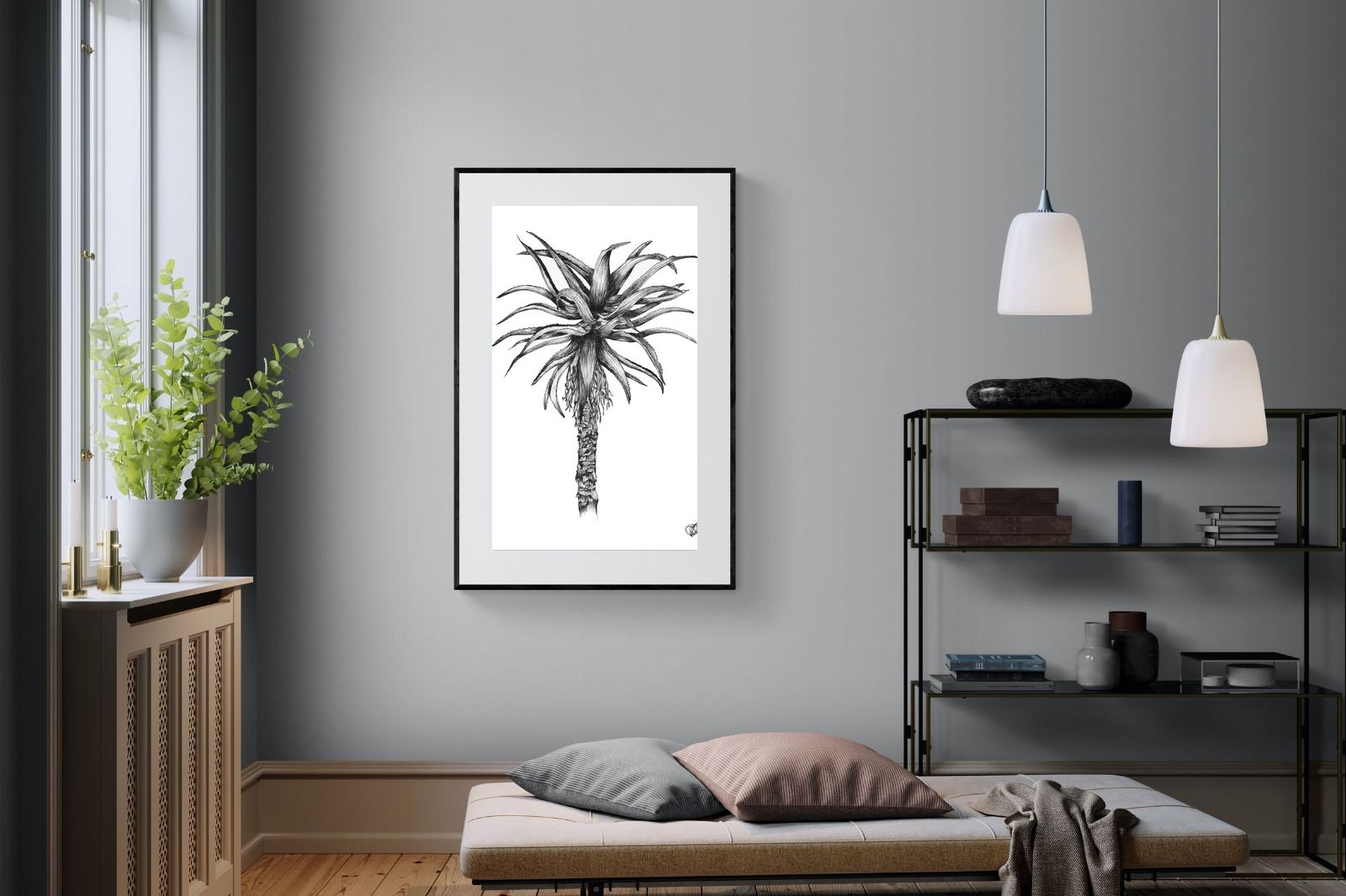 Aloe Illustration-Wall_Art-100 x 150cm-Framed Print-Black-Pixalot