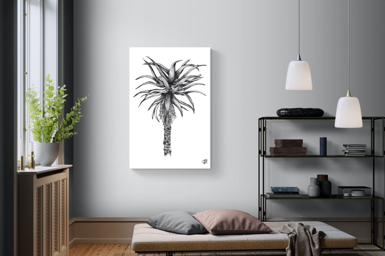 Aloe Illustration-Wall_Art-100 x 150cm-Mounted Canvas-No Frame-Pixalot