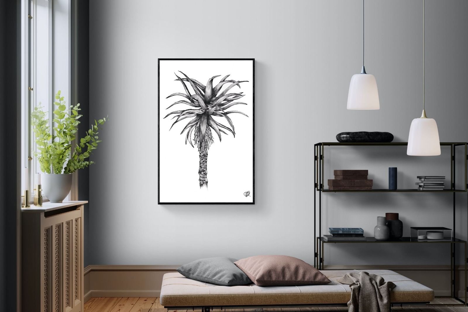 Aloe Illustration-Wall_Art-100 x 150cm-Mounted Canvas-Black-Pixalot