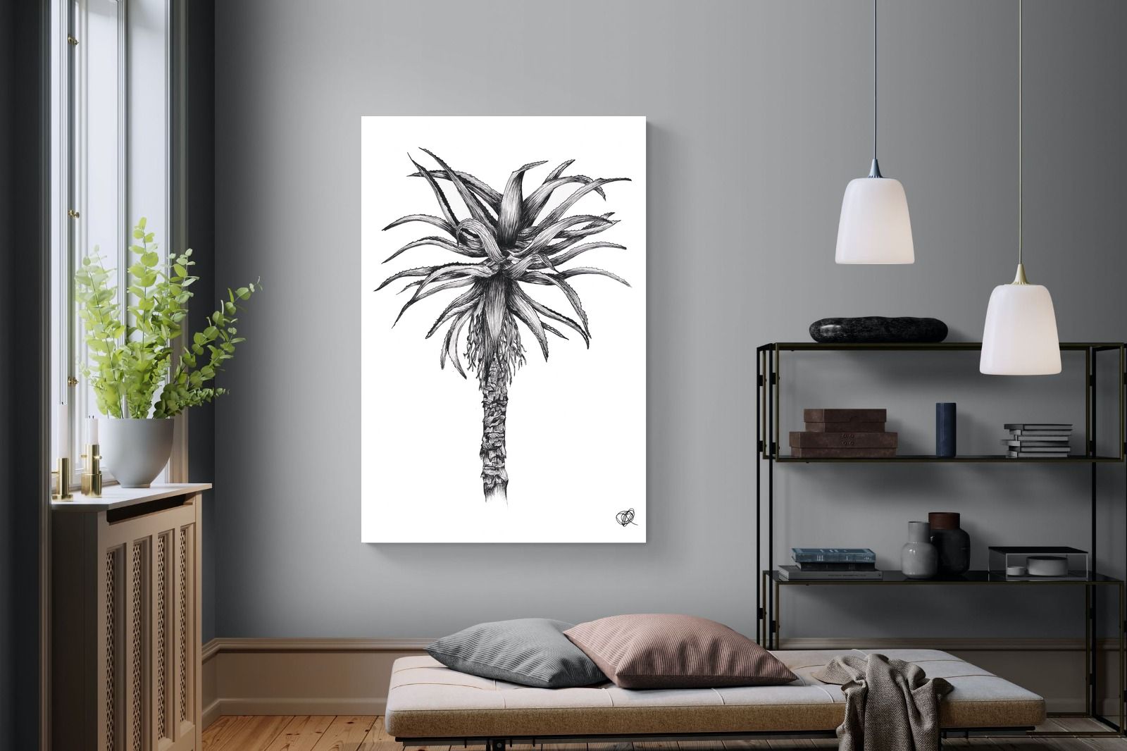 Aloe Illustration-Wall_Art-120 x 180cm-Mounted Canvas-No Frame-Pixalot