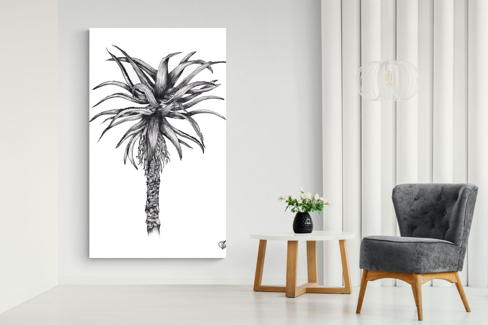 Aloe Illustration-Wall_Art-130 x 220cm-Mounted Canvas-No Frame-Pixalot