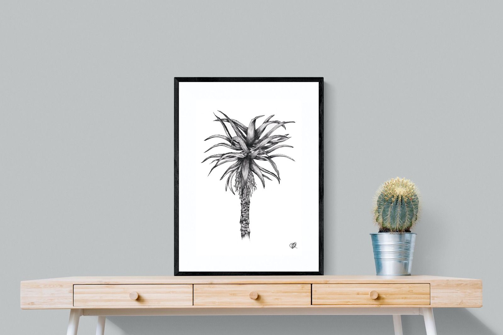 Aloe Illustration-Wall_Art-60 x 80cm-Framed Print-Black-Pixalot