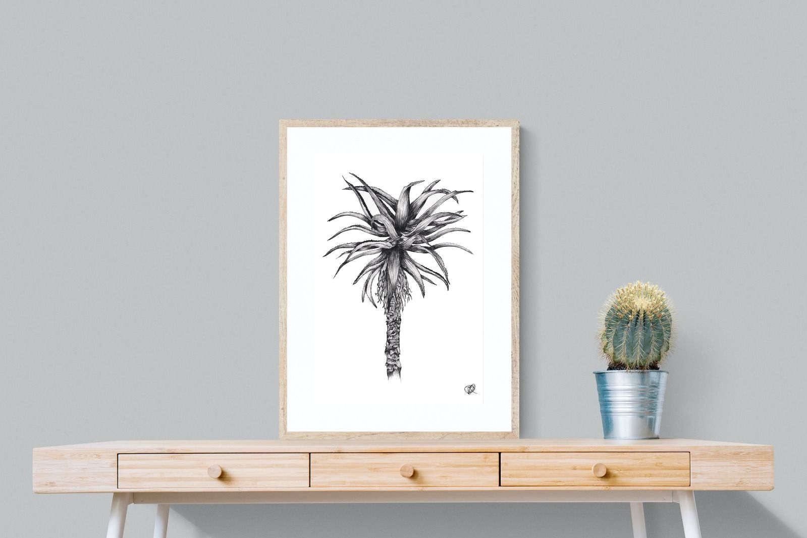 Aloe Illustration-Wall_Art-60 x 80cm-Framed Print-Wood-Pixalot