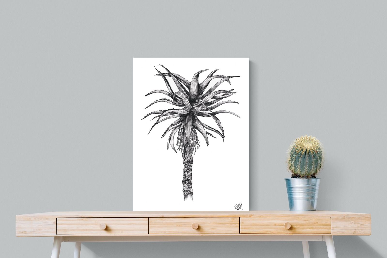 Aloe Illustration-Wall_Art-60 x 80cm-Mounted Canvas-No Frame-Pixalot