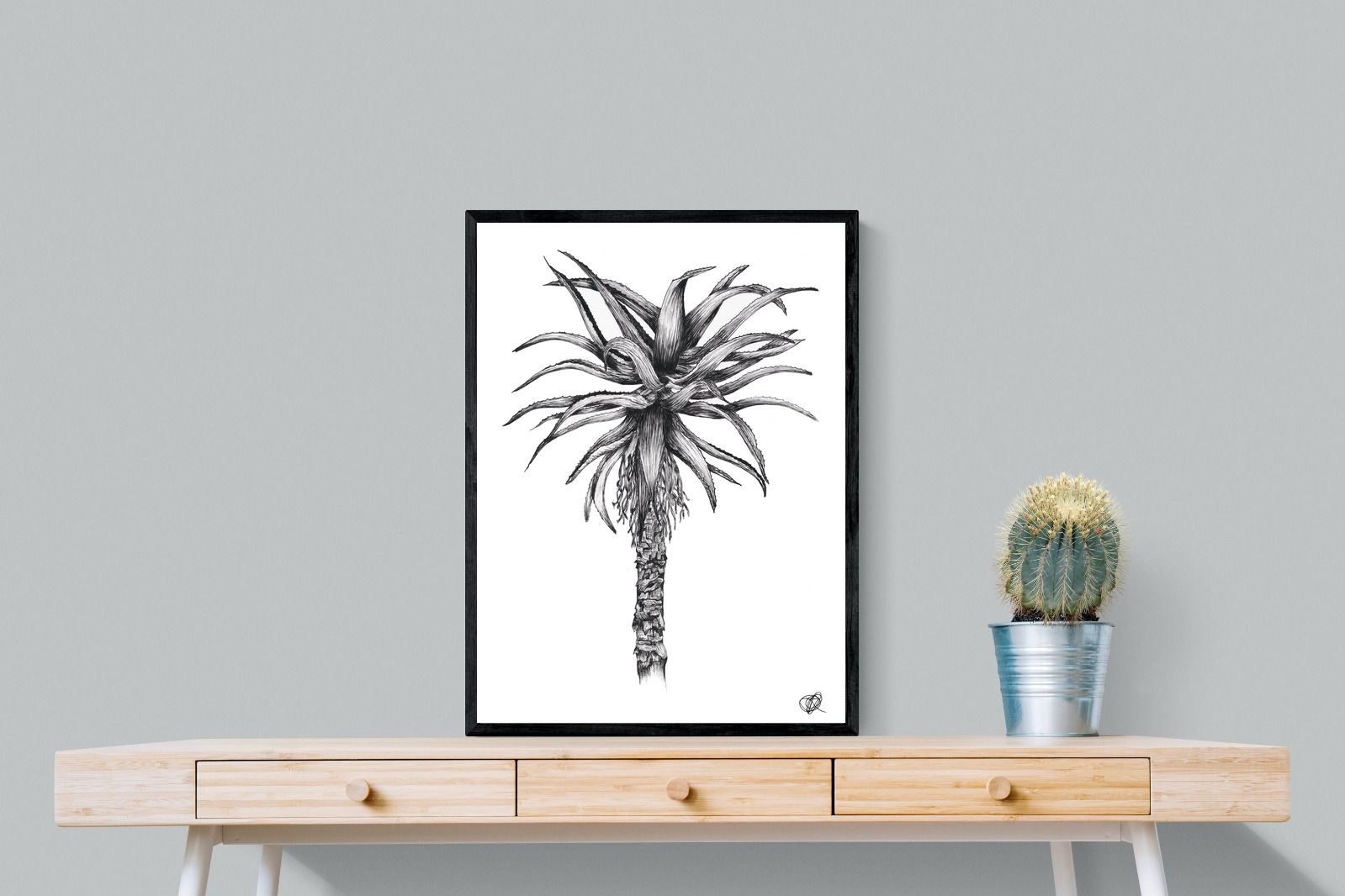 Aloe Illustration-Wall_Art-60 x 80cm-Mounted Canvas-Black-Pixalot