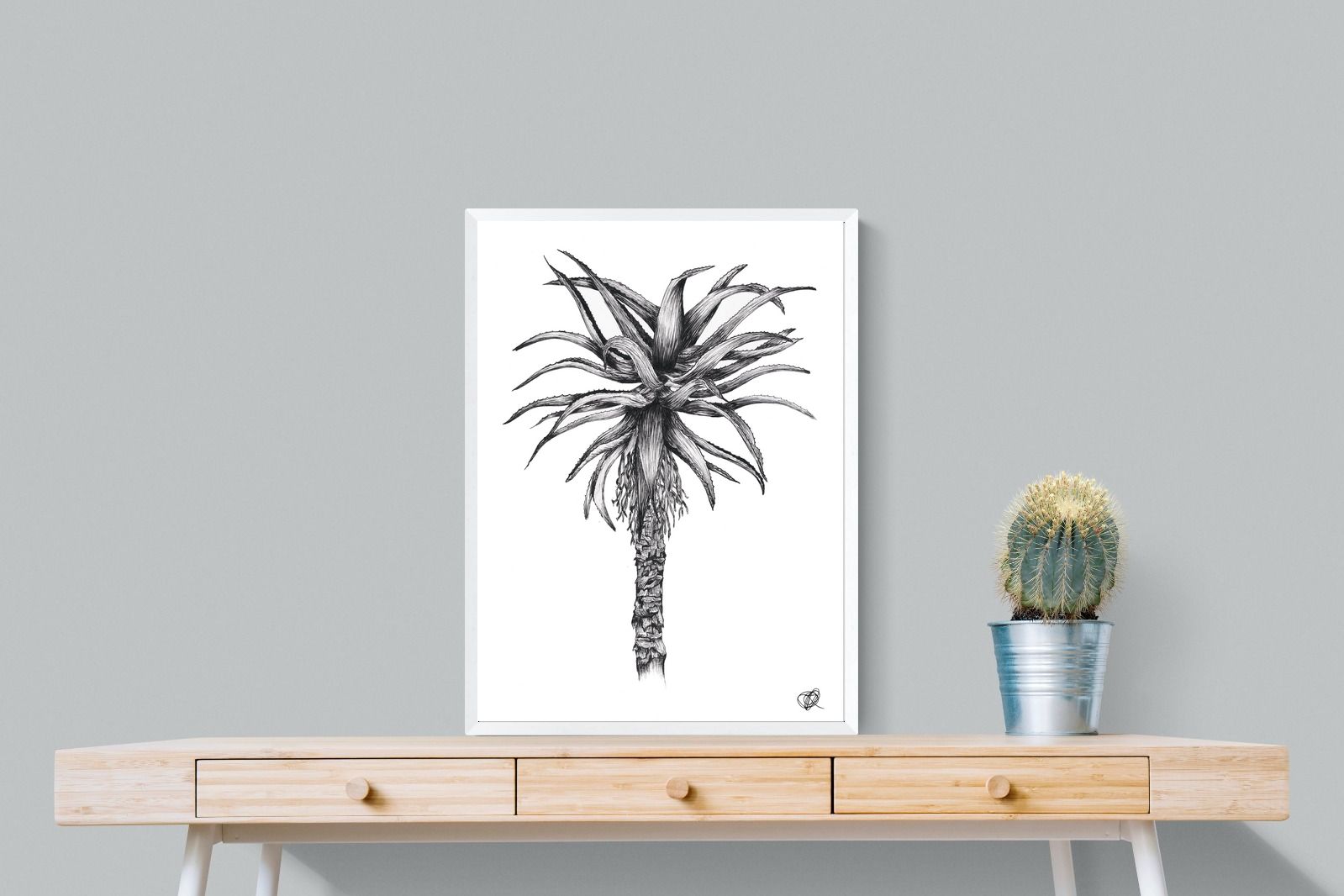 Aloe Illustration-Wall_Art-60 x 80cm-Mounted Canvas-White-Pixalot