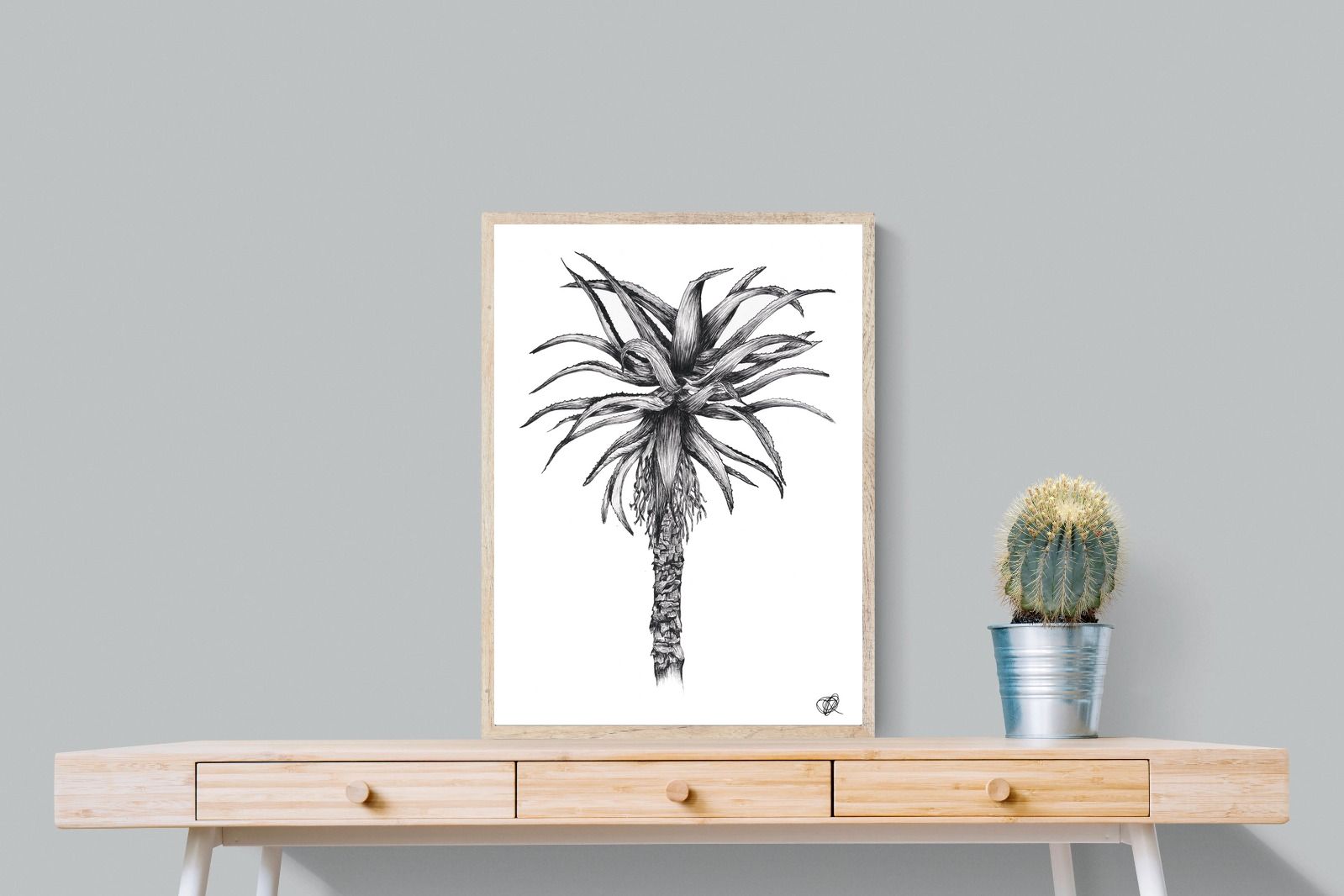 Aloe Illustration-Wall_Art-60 x 80cm-Mounted Canvas-Wood-Pixalot