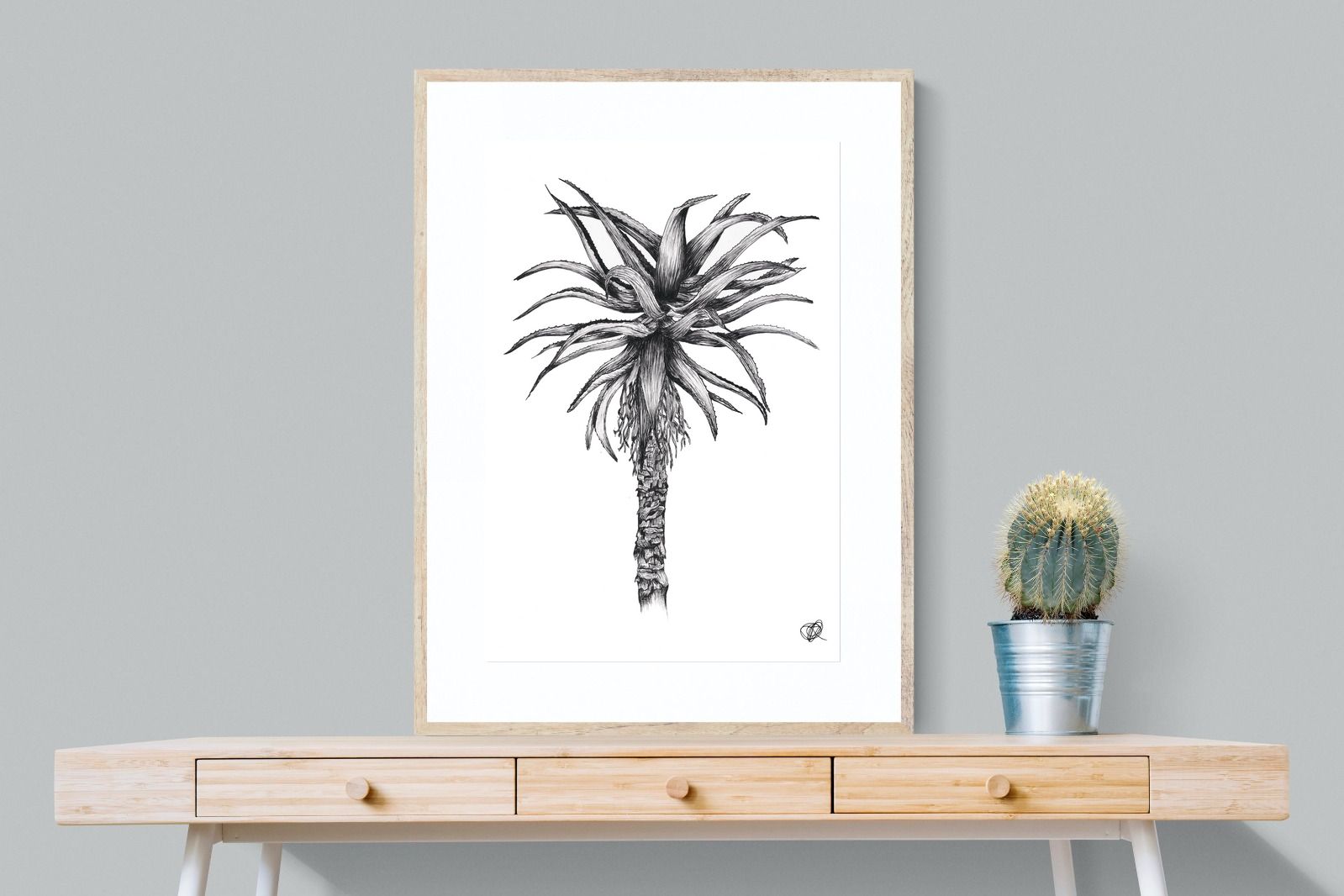 Aloe Illustration-Wall_Art-75 x 100cm-Framed Print-Wood-Pixalot