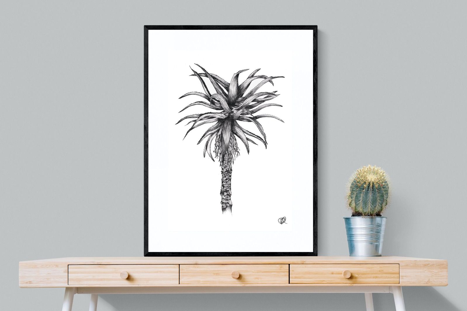 Aloe Illustration-Wall_Art-75 x 100cm-Framed Print-Black-Pixalot