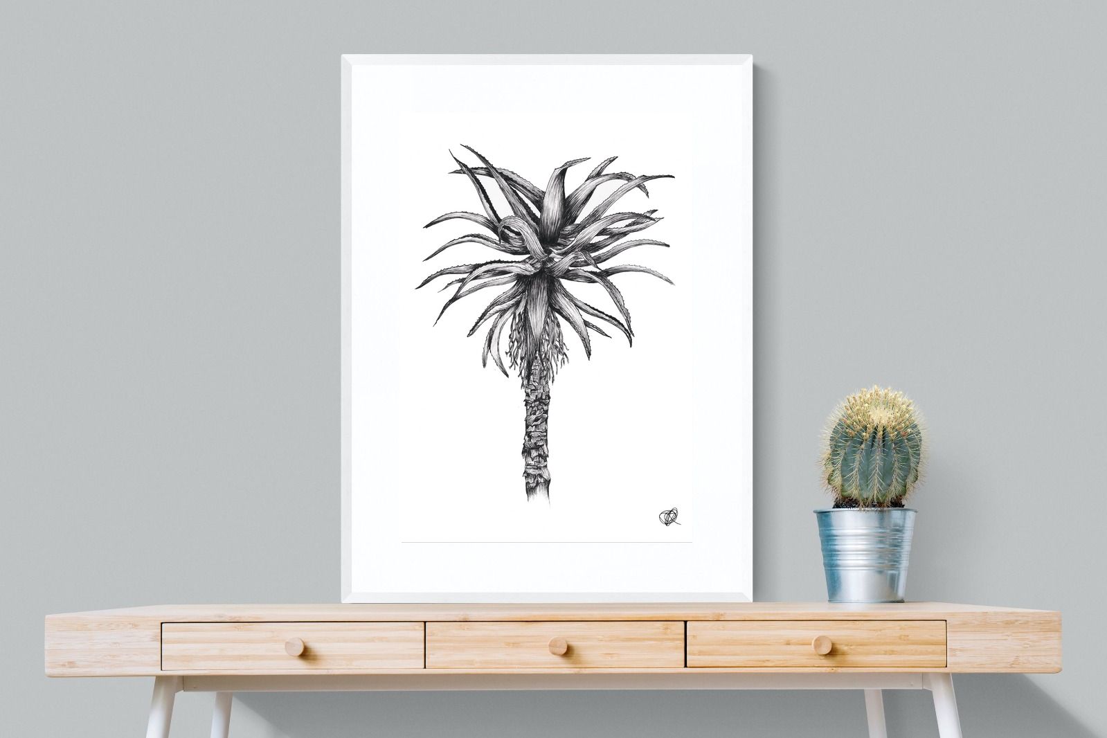 Aloe Illustration-Wall_Art-75 x 100cm-Framed Print-White-Pixalot