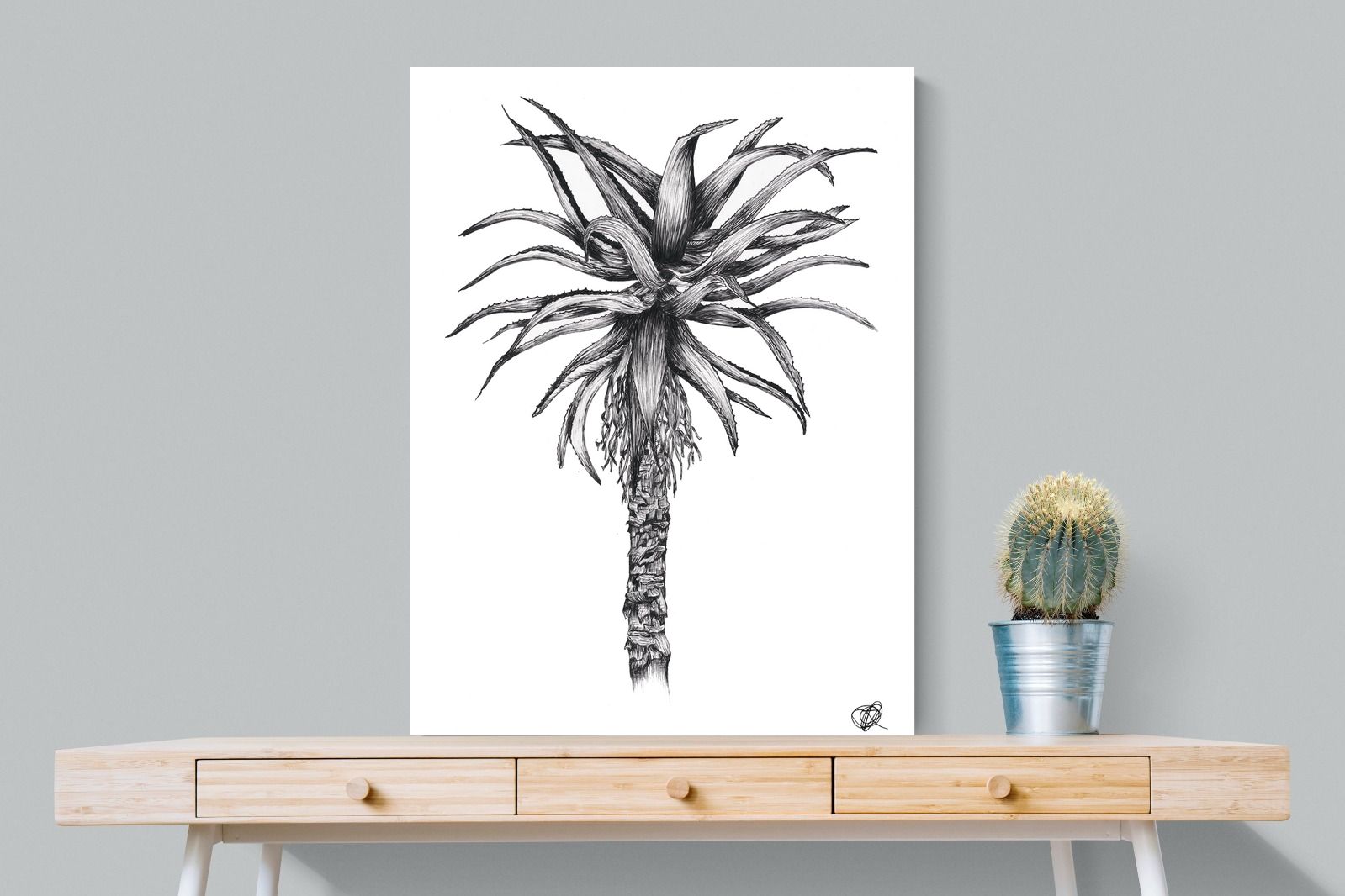 Aloe Illustration-Wall_Art-75 x 100cm-Mounted Canvas-No Frame-Pixalot