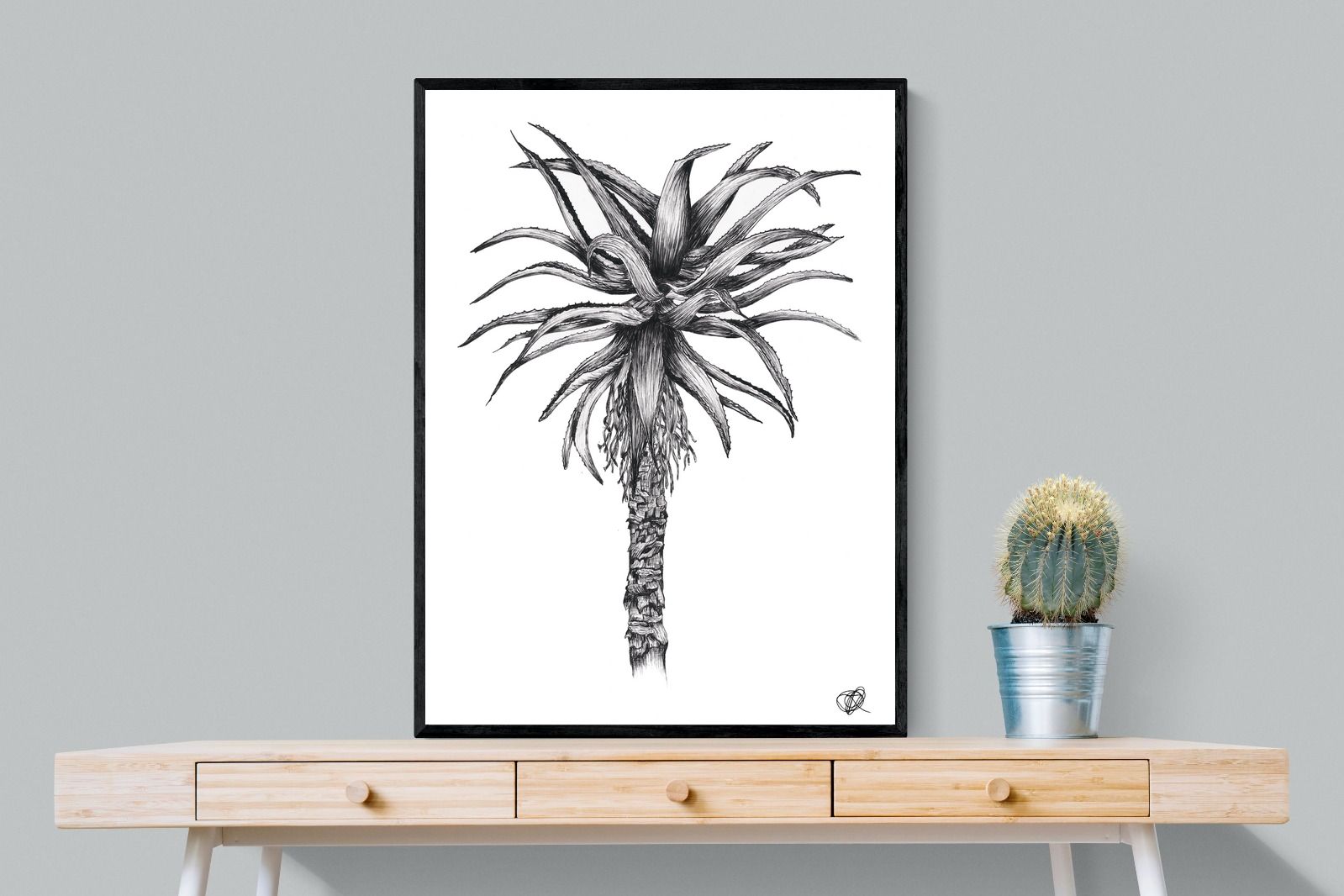 Aloe Illustration-Wall_Art-75 x 100cm-Mounted Canvas-Black-Pixalot