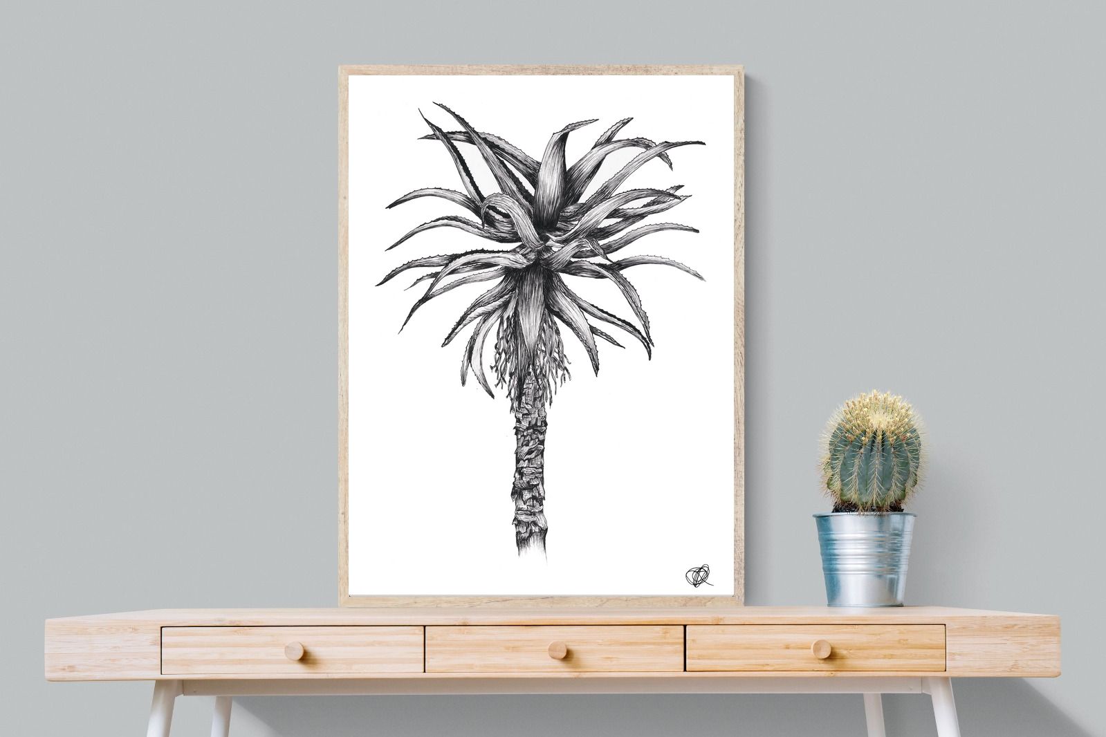 Aloe Illustration-Wall_Art-75 x 100cm-Mounted Canvas-Wood-Pixalot