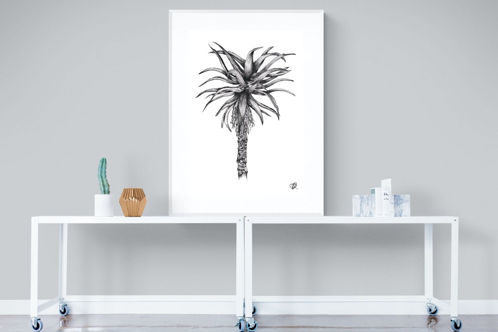 Aloe Illustration-Wall_Art-90 x 120cm-Framed Print-White-Pixalot