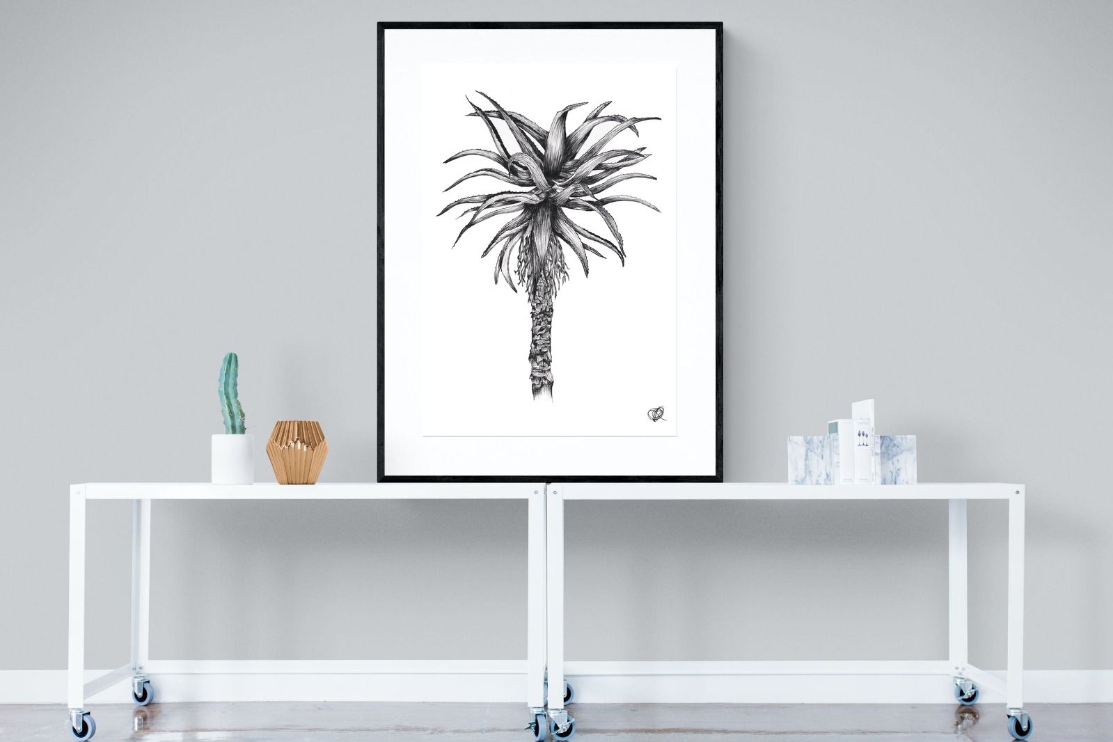 Aloe Illustration-Wall_Art-90 x 120cm-Framed Print-Black-Pixalot