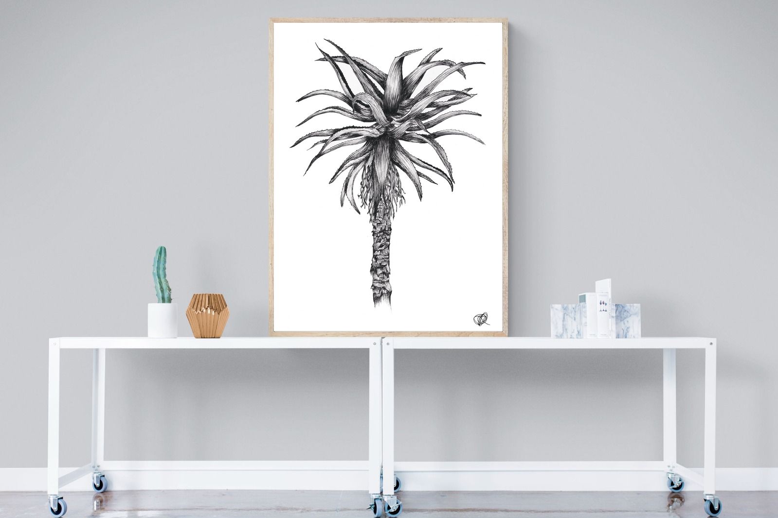 Aloe Illustration-Wall_Art-90 x 120cm-Mounted Canvas-Wood-Pixalot